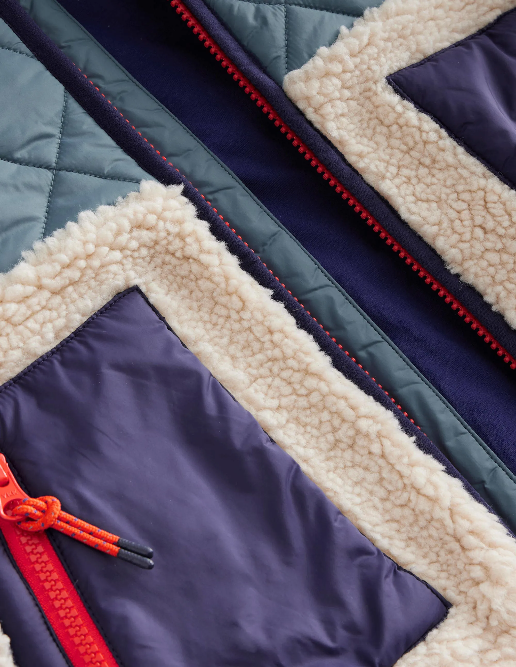 Borg Mix Jacket-Puddle Blue