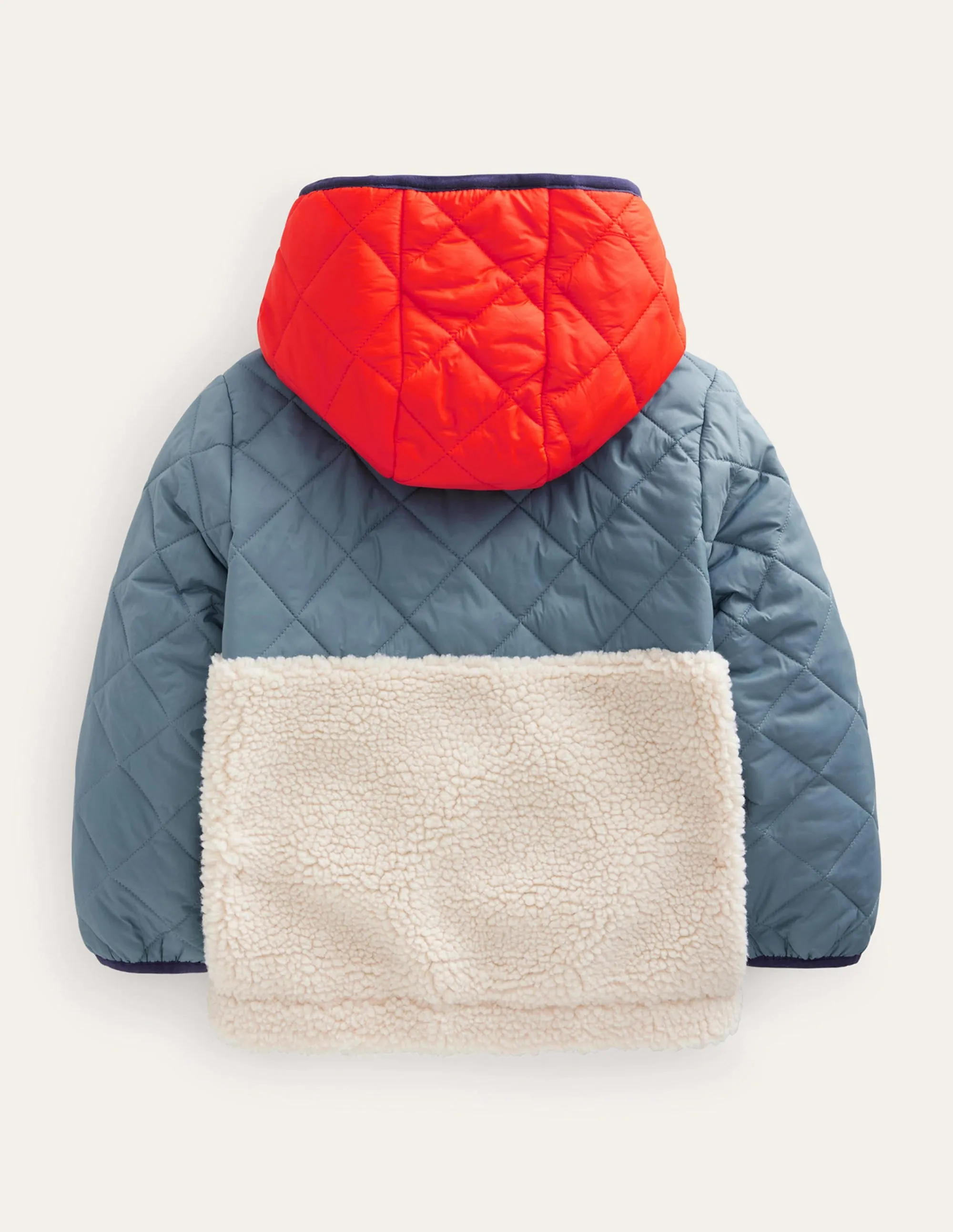 Borg Mix Jacket-Puddle Blue