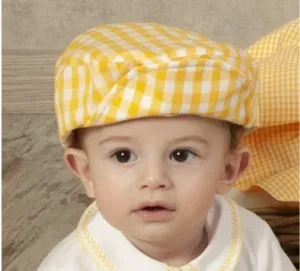 Boys Yellow Gingham Jeff Cap