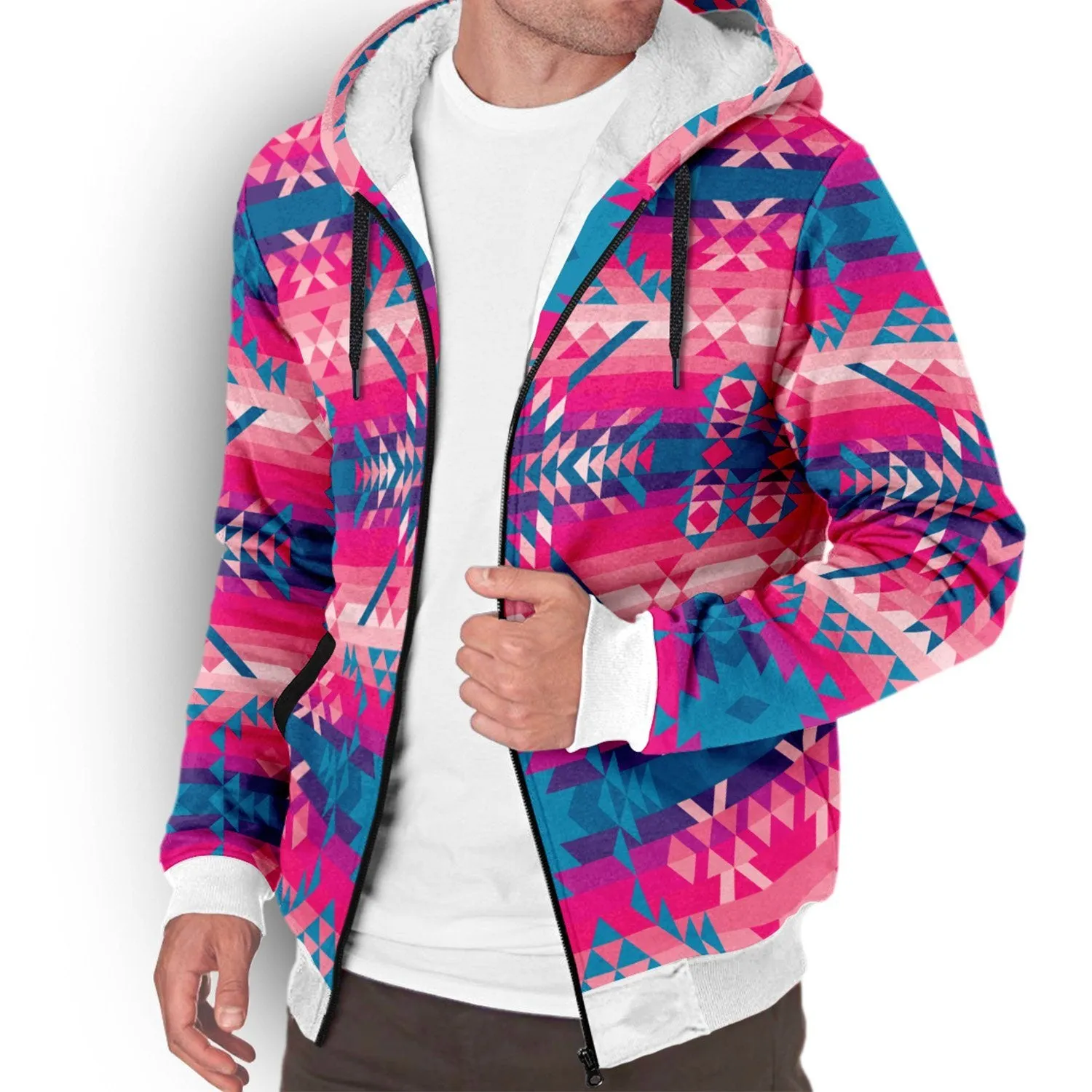 Desert Geo Blue Sherpa Hoodie