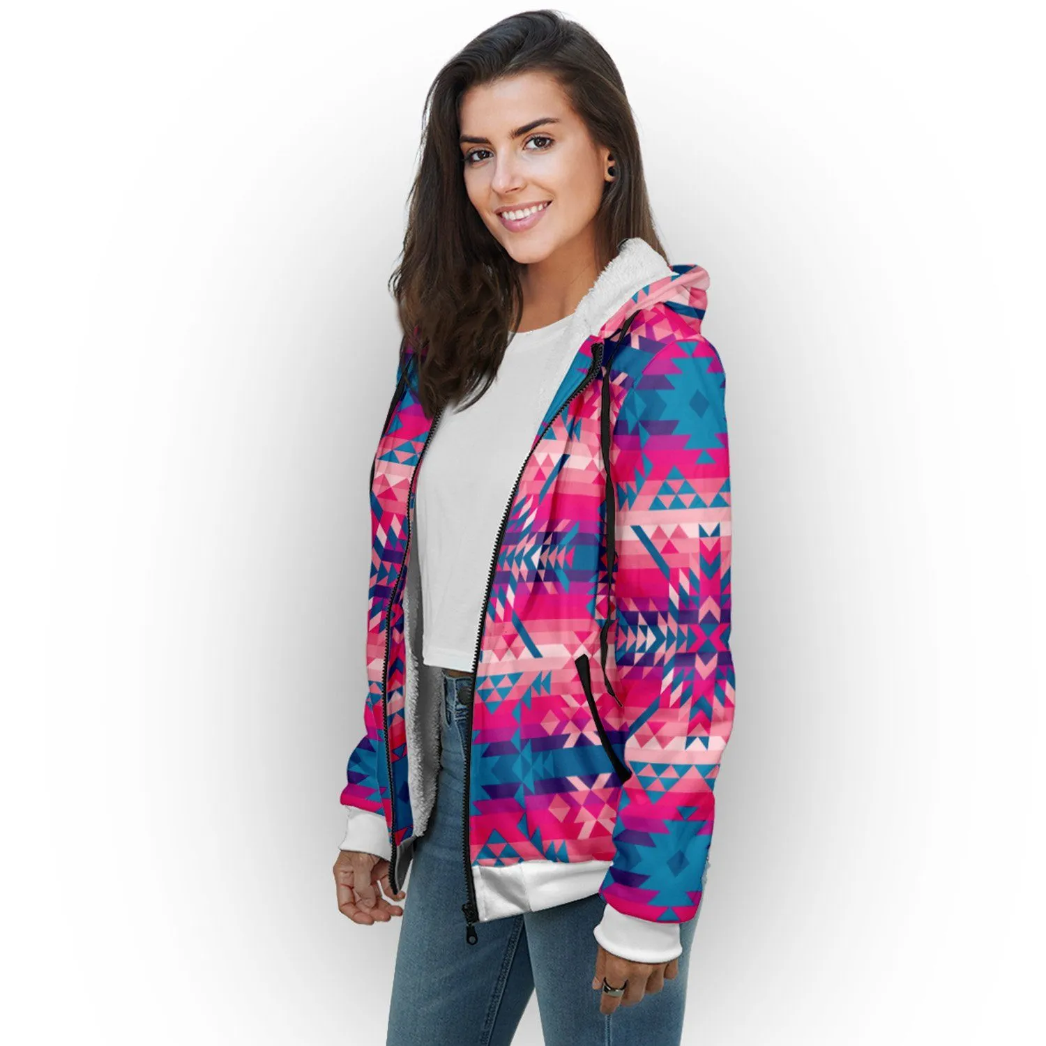 Desert Geo Blue Sherpa Hoodie
