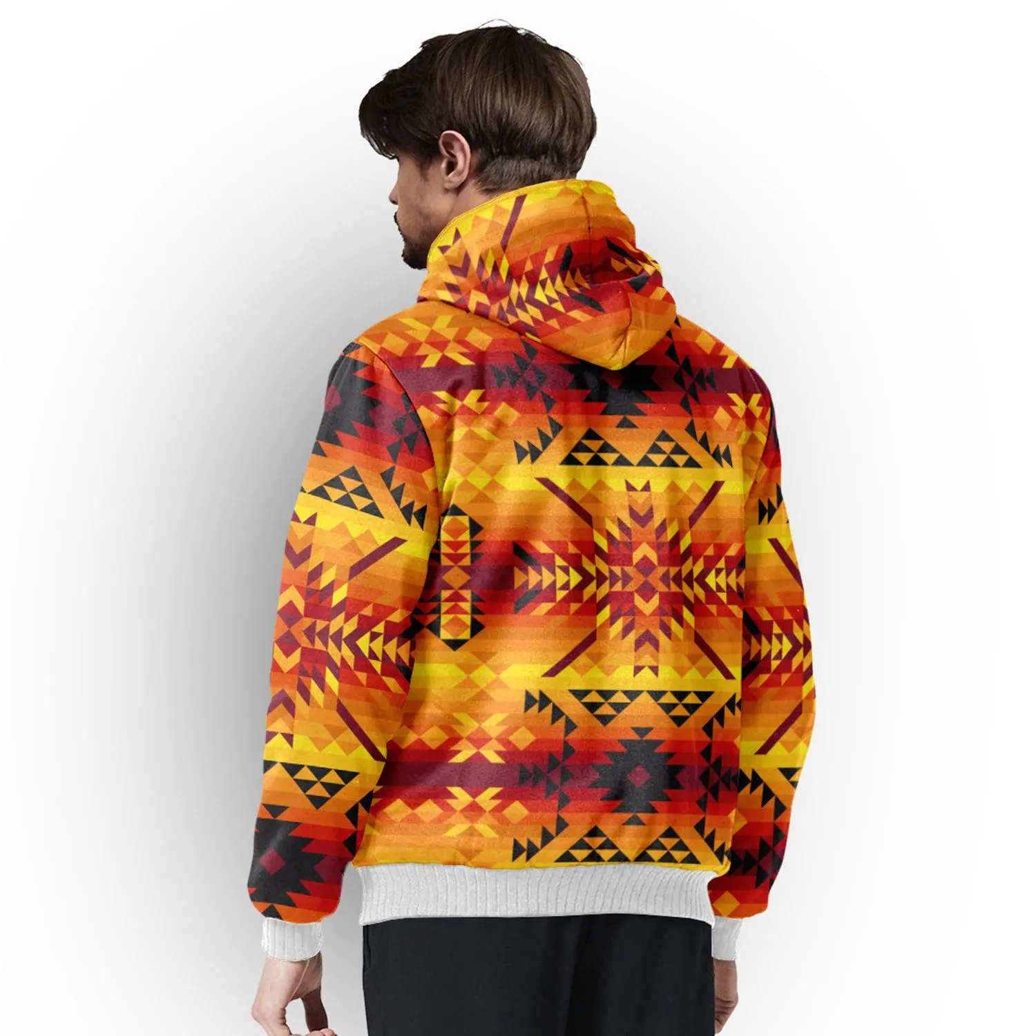 Desert Geo Yellow Red Sherpa Hoodie