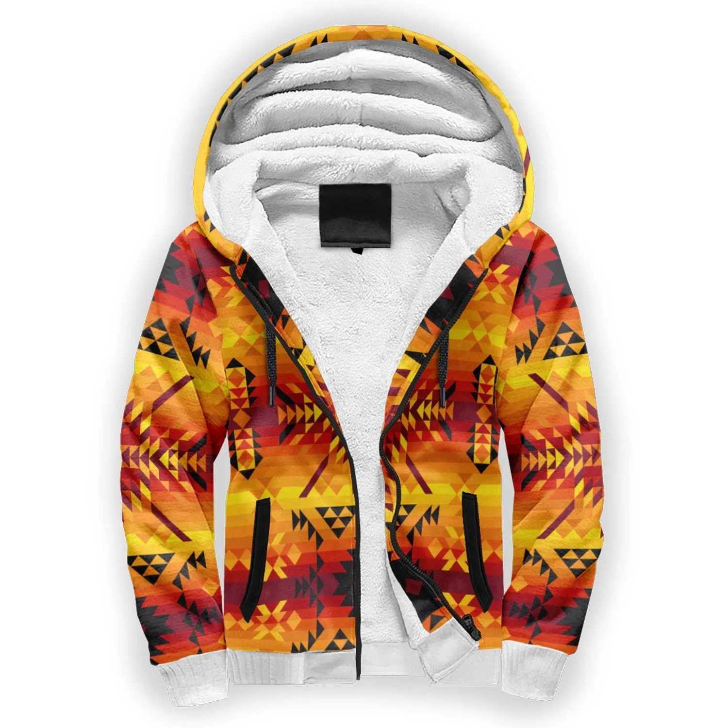 Desert Geo Yellow Red Sherpa Hoodie
