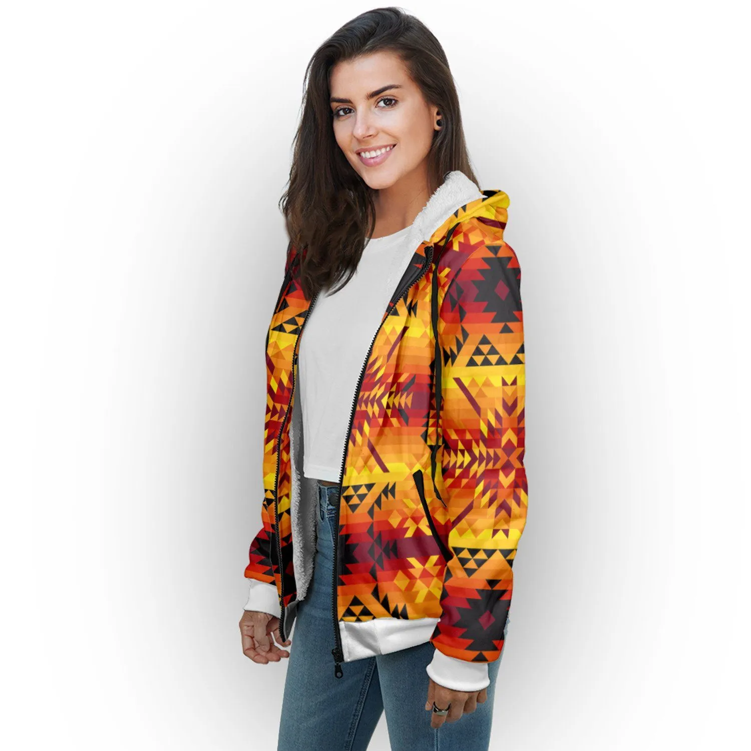 Desert Geo Yellow Red Sherpa Hoodie