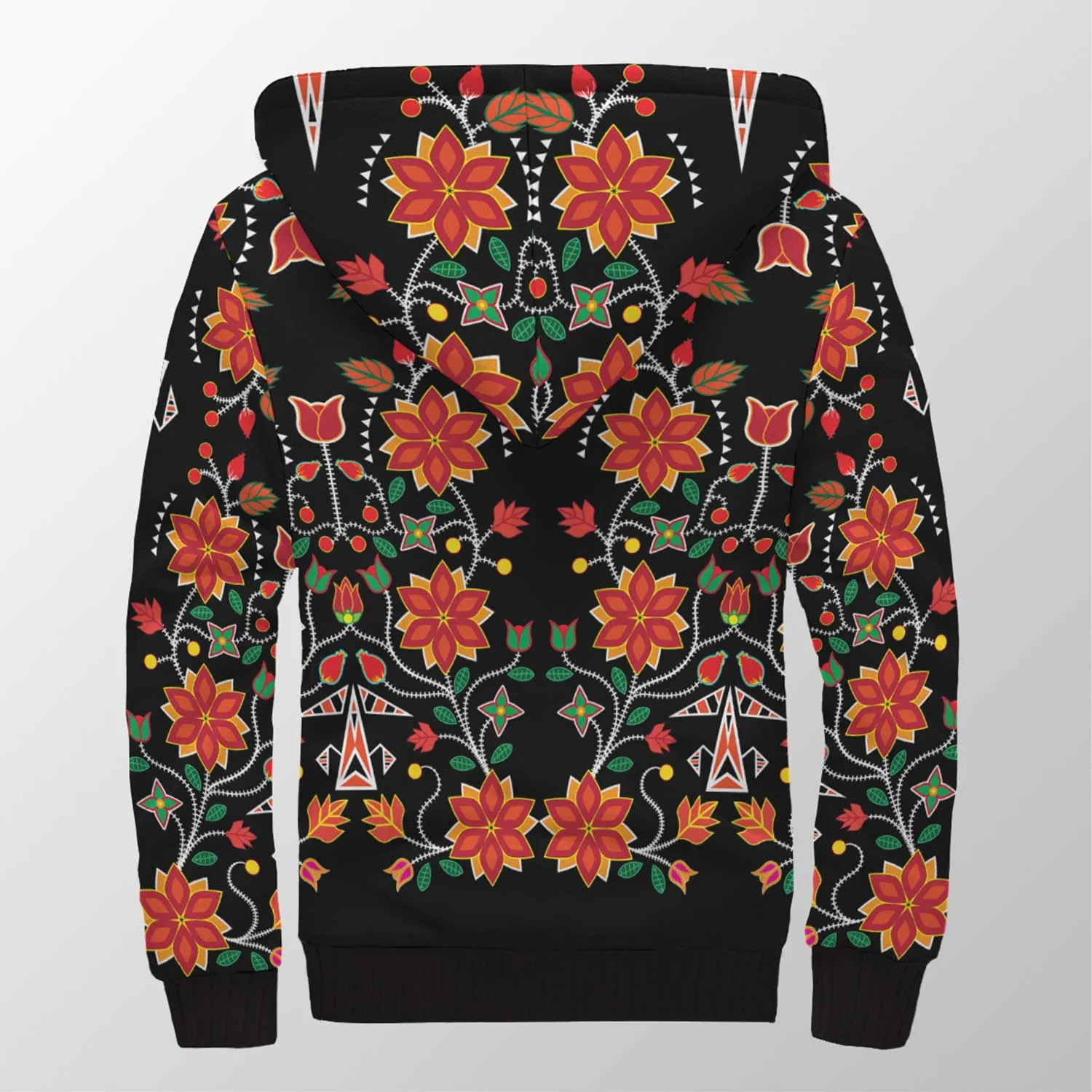 Floral Beadwork Six Bands Sherpa Hoodie