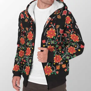 Floral Beadwork Six Bands Sherpa Hoodie