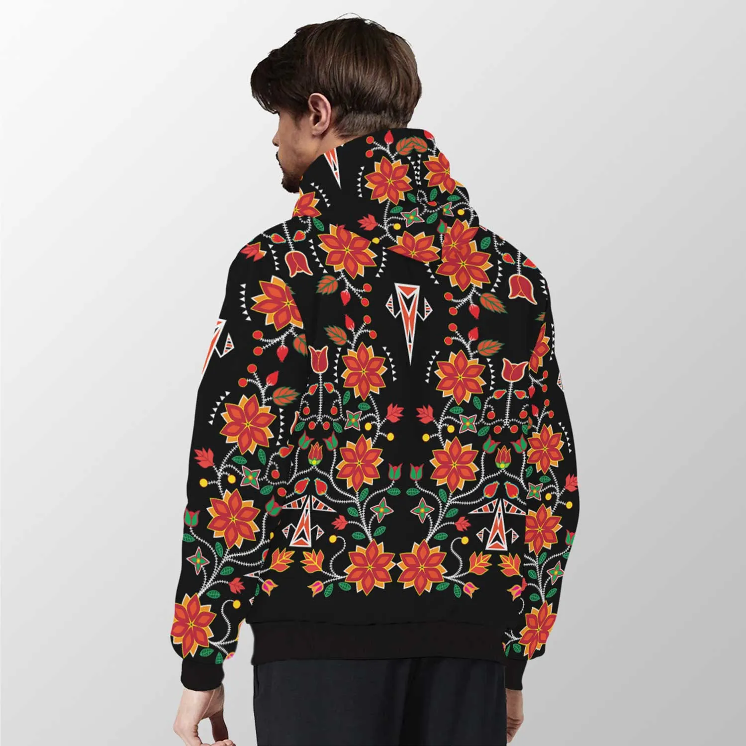 Floral Beadwork Six Bands Sherpa Hoodie