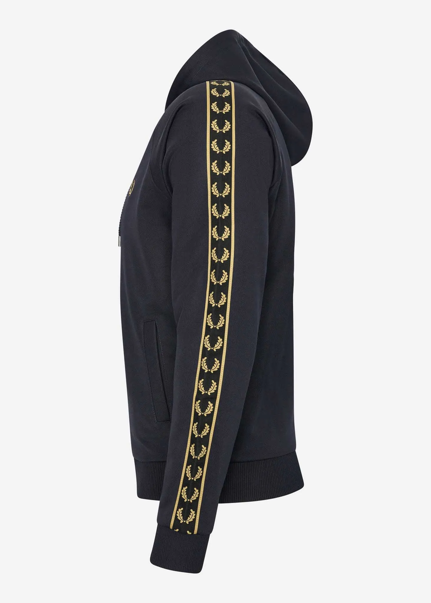 Gold tape hooded track jacket - navy