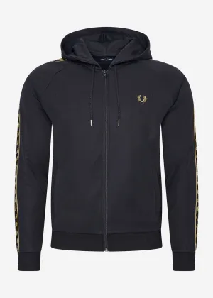 Gold tape hooded track jacket - navy