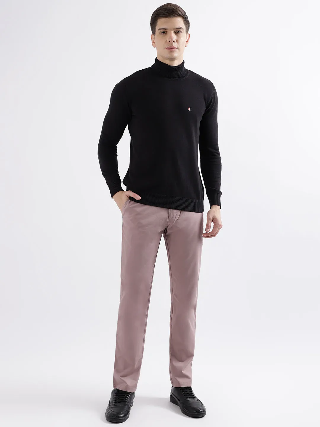Iconic Men Pink Solid Slim Fit Trouser