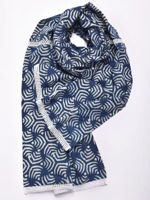 Indigo Overall Print Cotton Stole