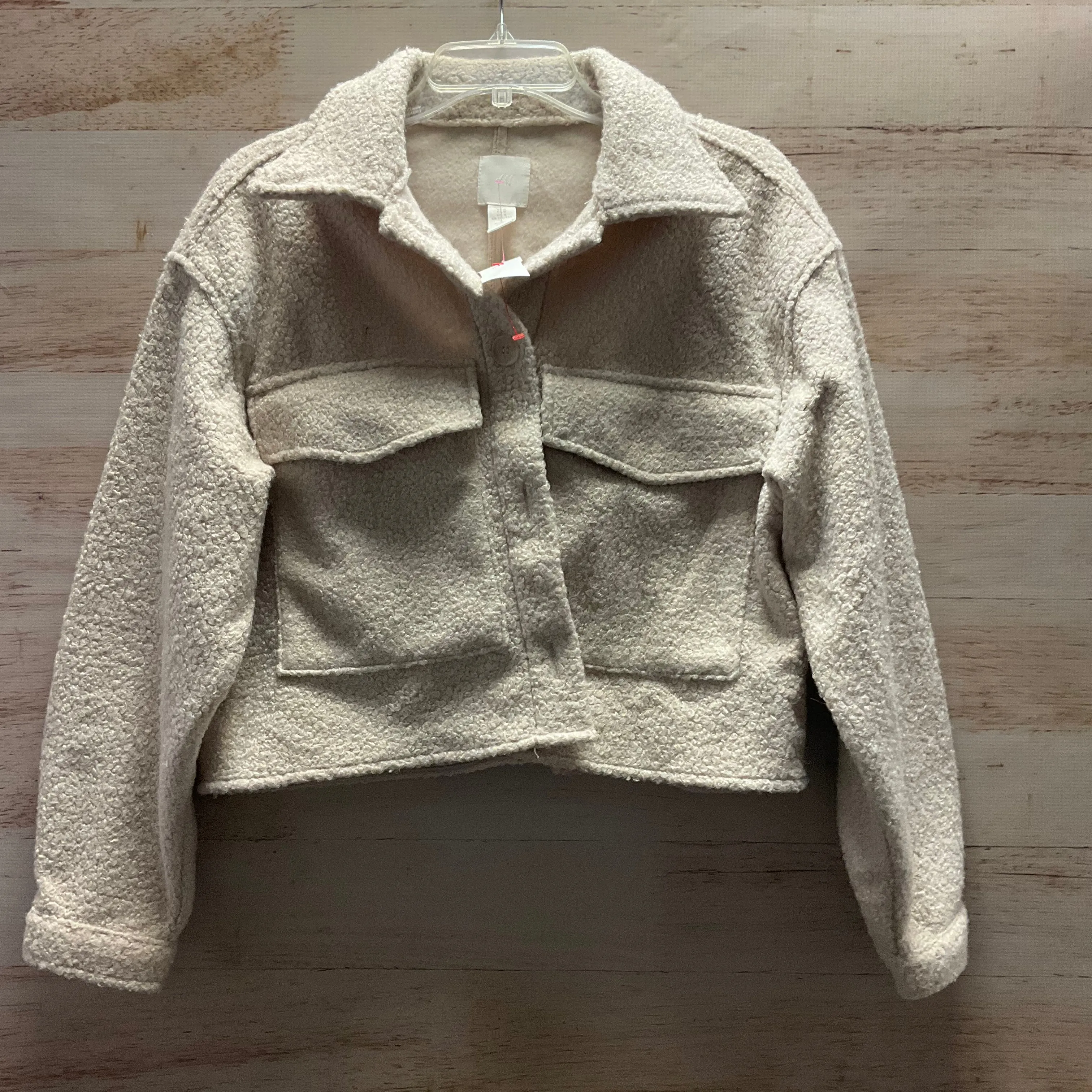 Jacket Faux Fur & Sherpa By H&m In Tan, Size: M