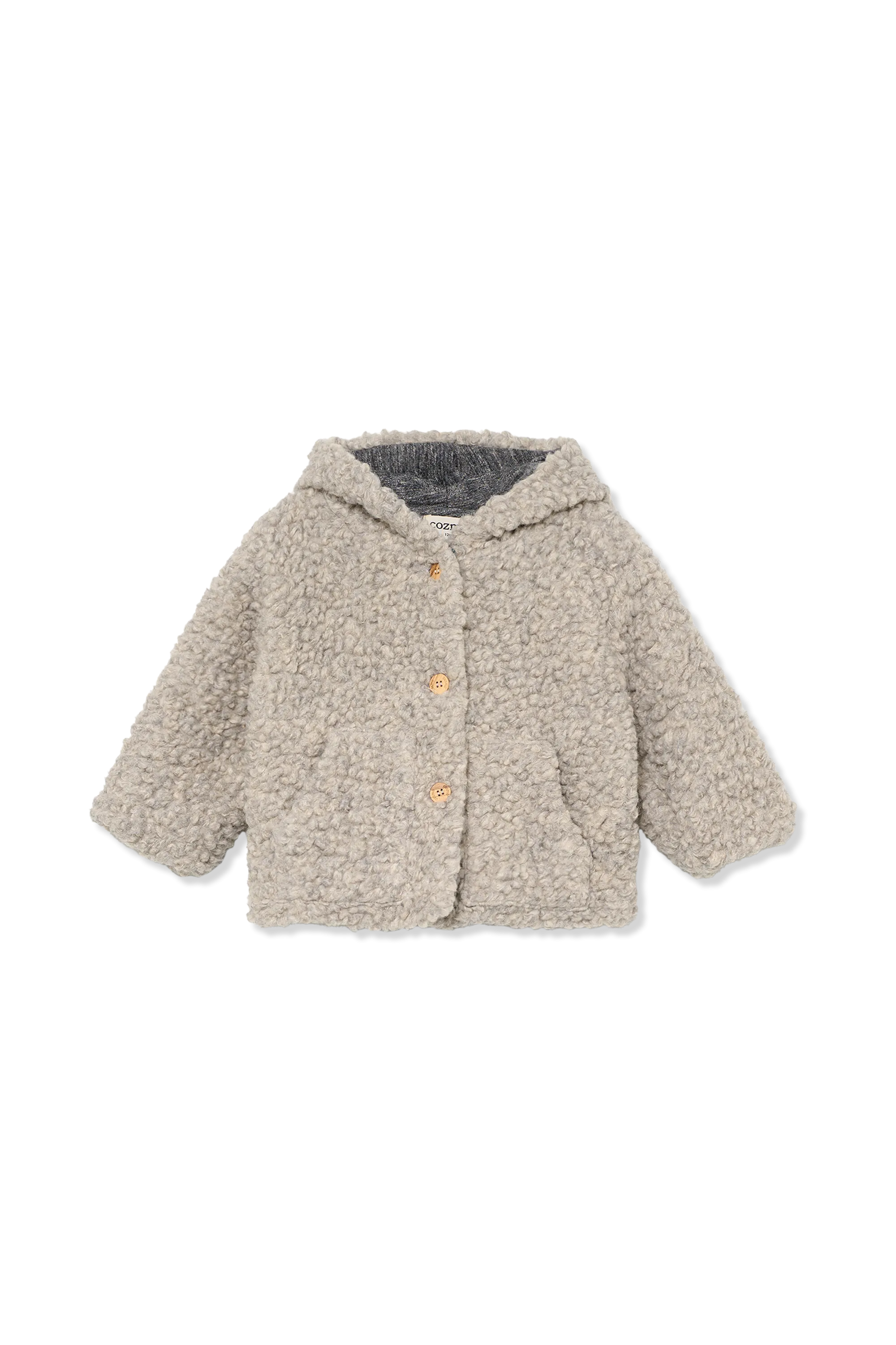 jacket sherpa with hood - grey