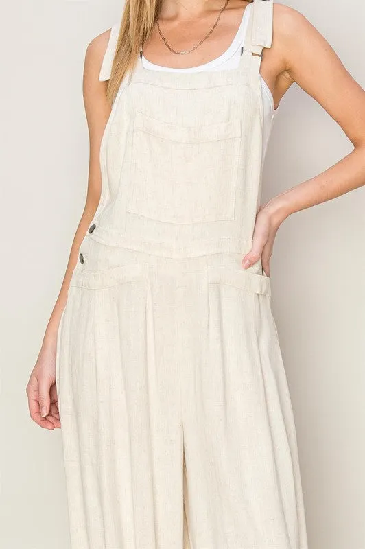 Oatmeal Linen Tapered Overall