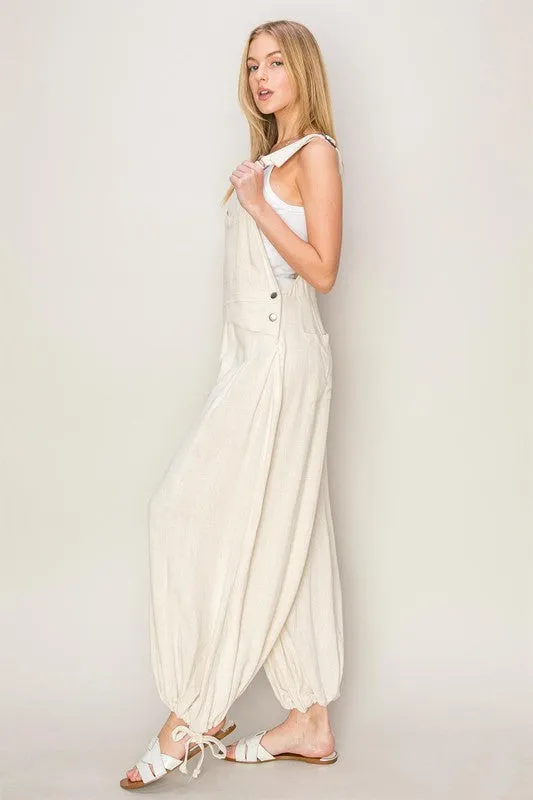 Oatmeal Linen Tapered Overall