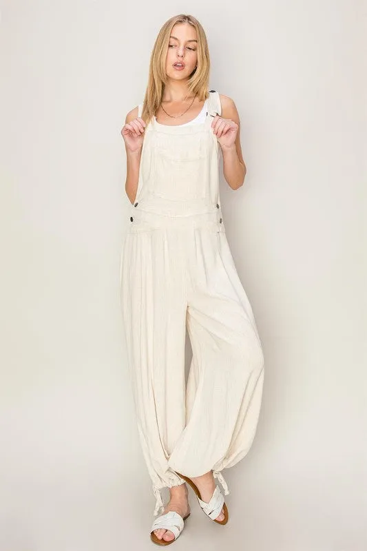 Oatmeal Linen Tapered Overall