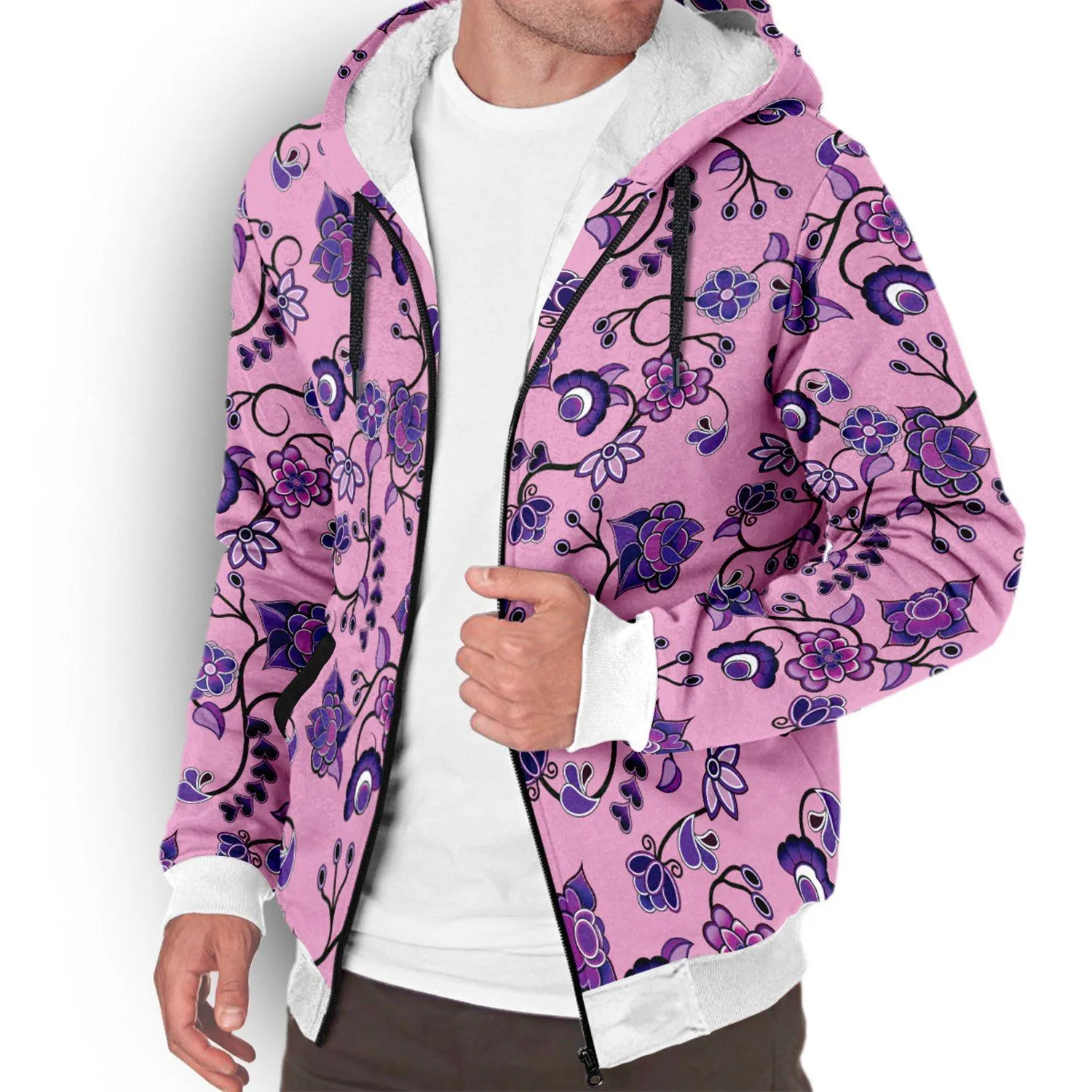 Purple Floral Amour Sherpa Hoodie
