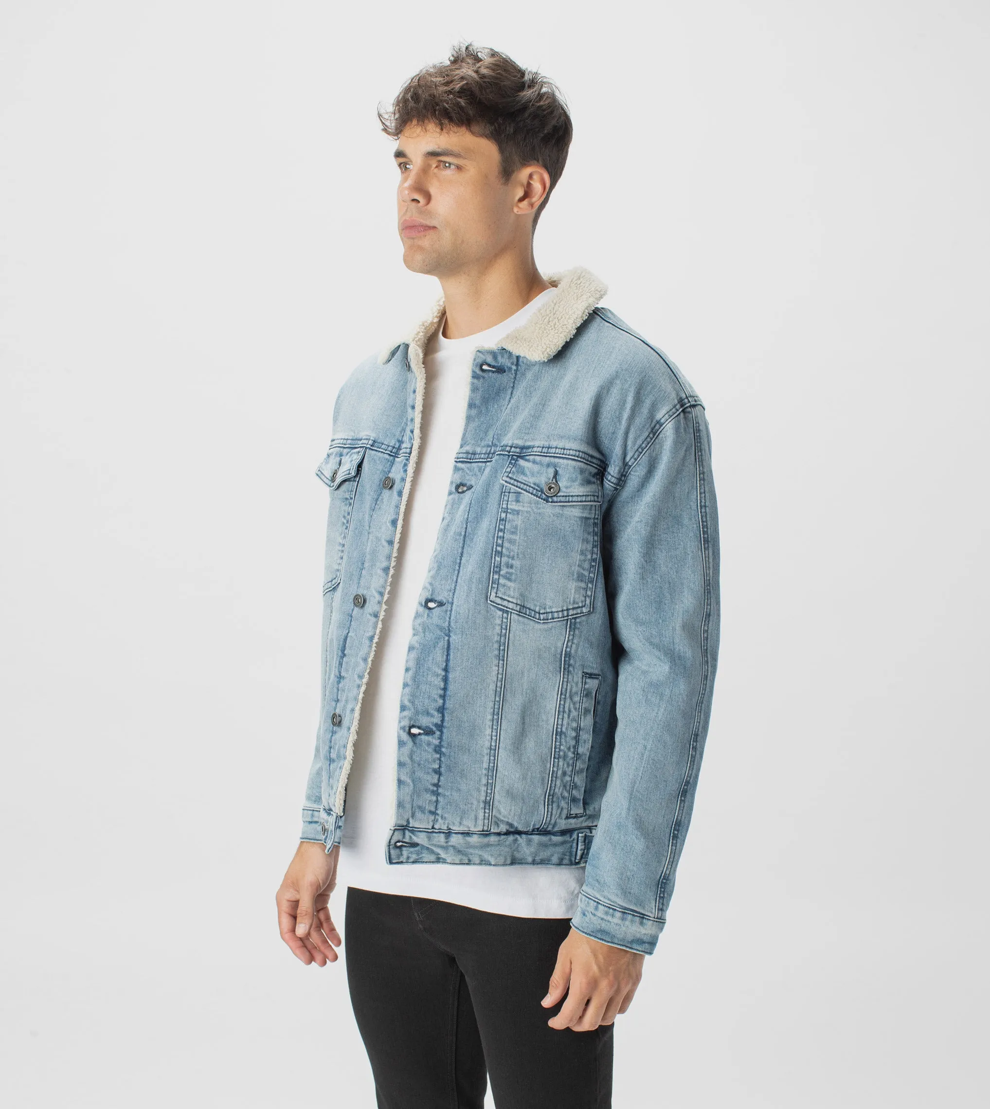 Sherpa Denim Jacket Mineral Blue - Sale