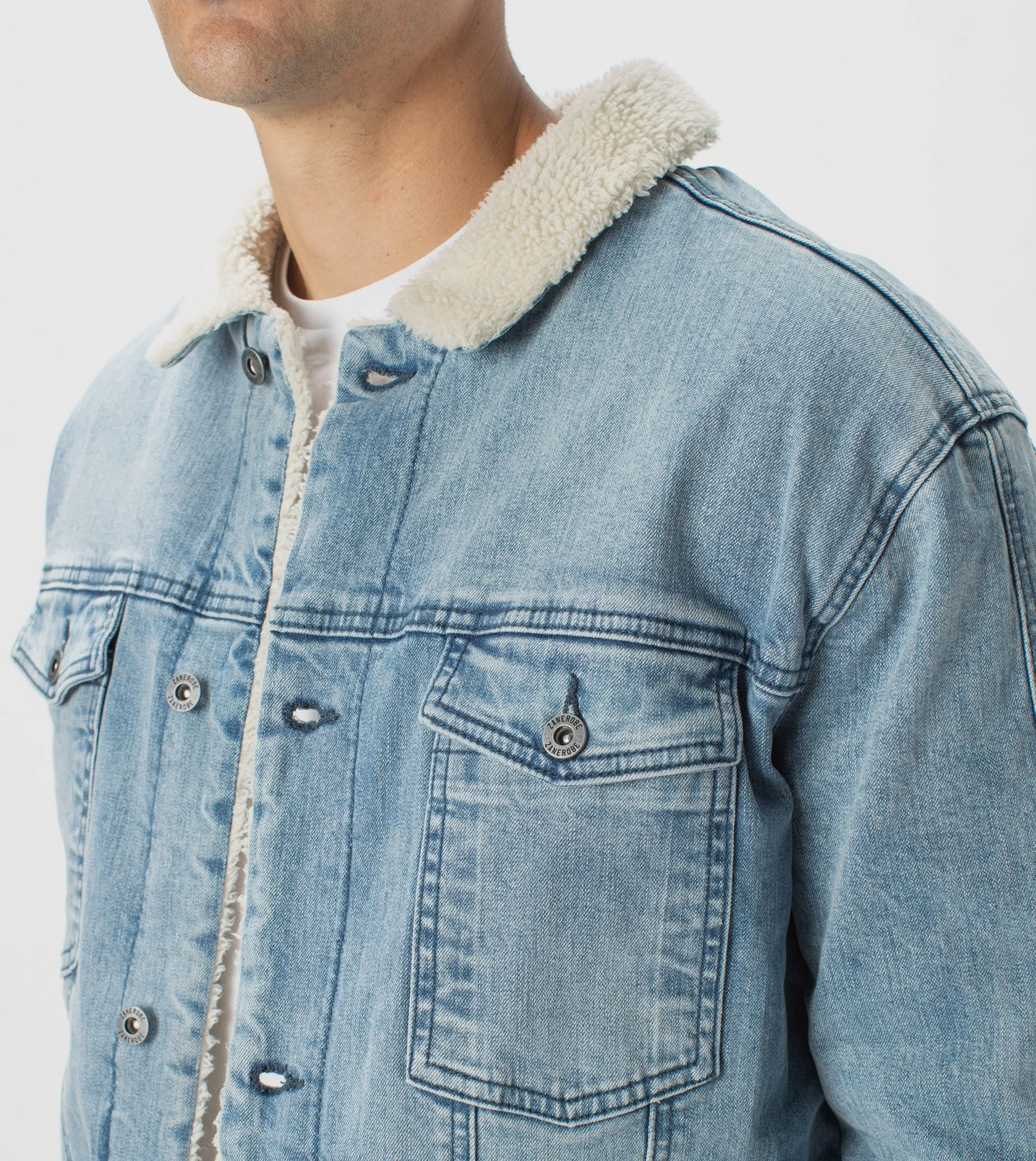 Sherpa Denim Jacket Mineral Blue - Sale