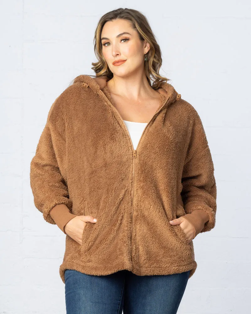 Sherpa Oversized Zip-Up Hooded Jacket