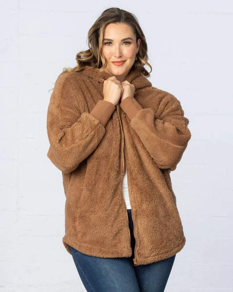 Sherpa Oversized Zip-Up Hooded Jacket
