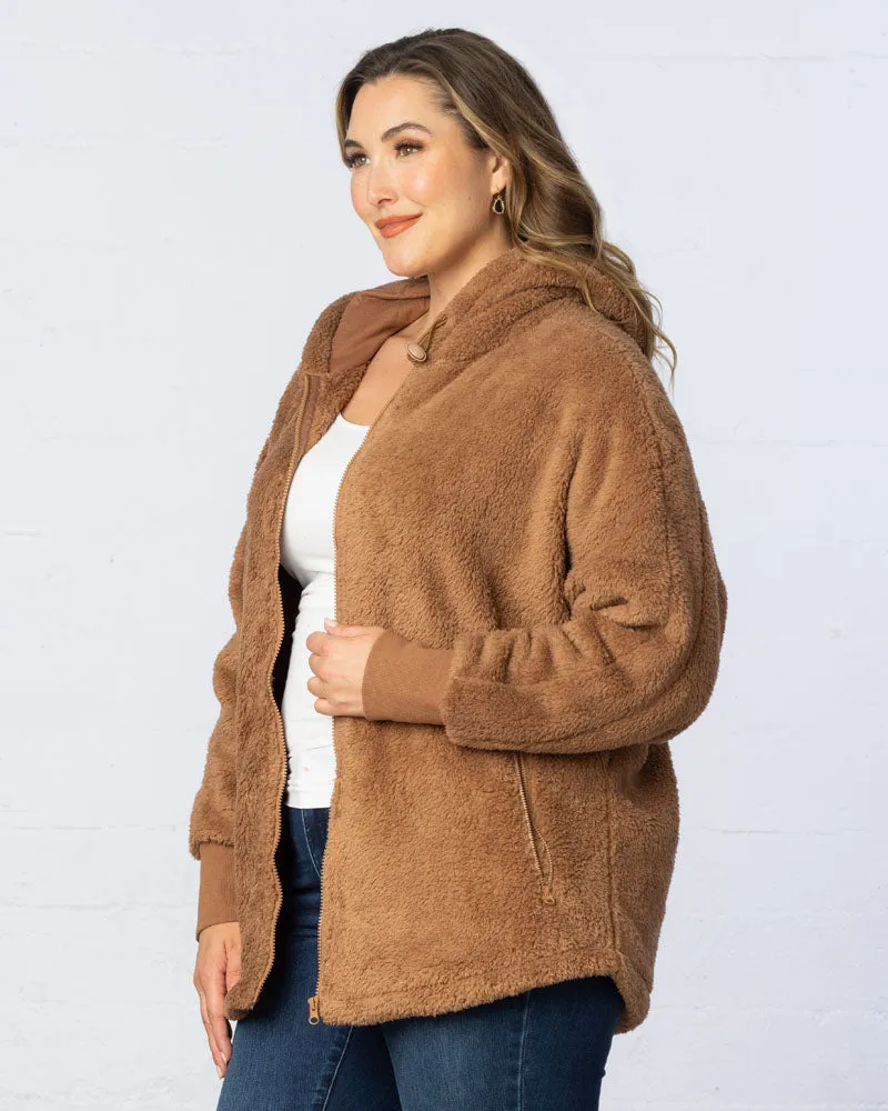 Sherpa Oversized Zip-Up Hooded Jacket