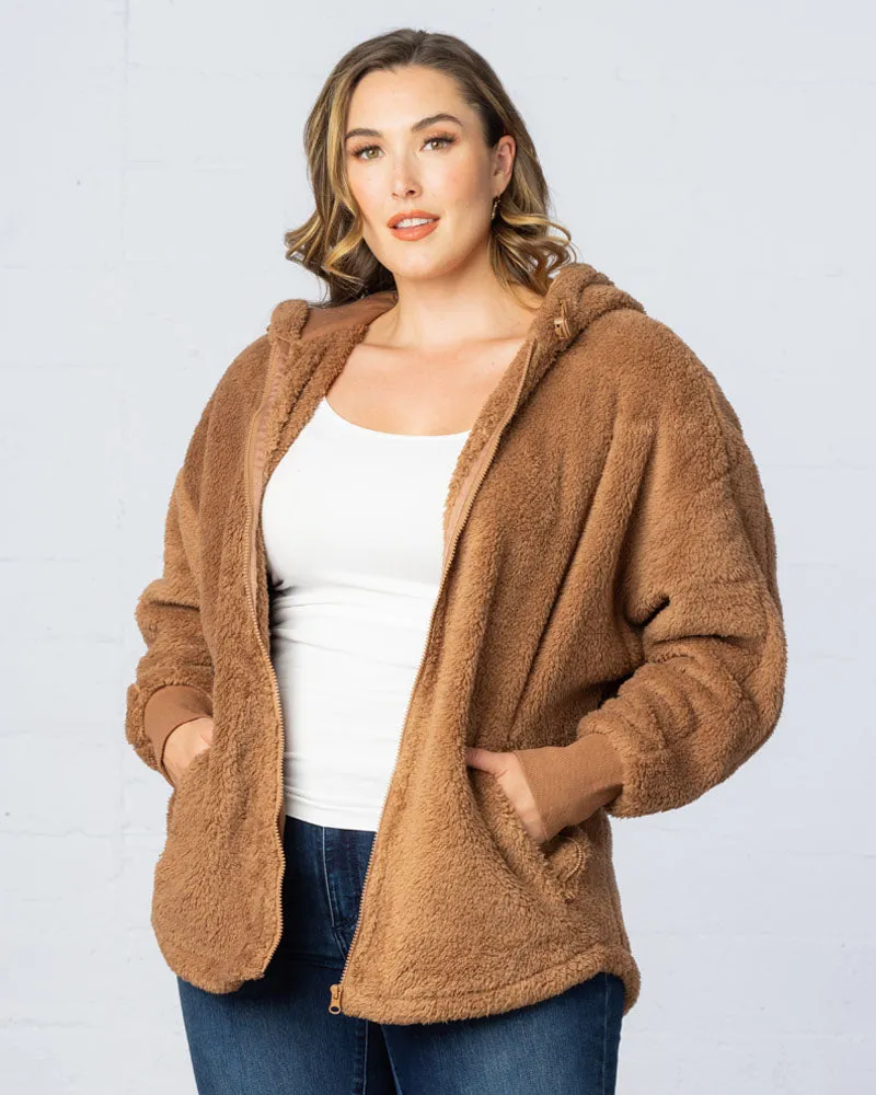 Sherpa Oversized Zip-Up Hooded Jacket