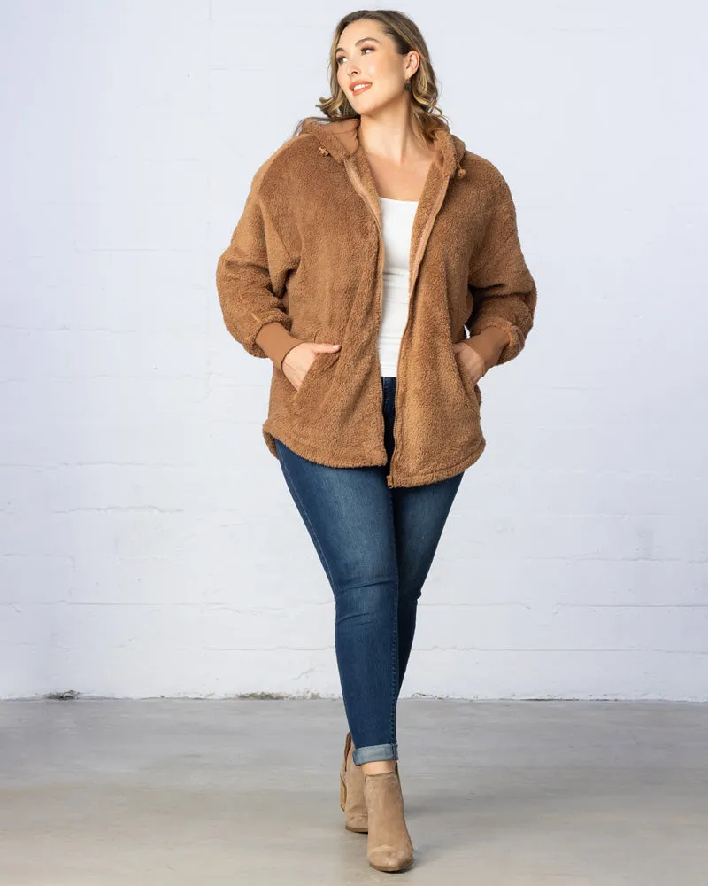 Sherpa Oversized Zip-Up Hooded Jacket