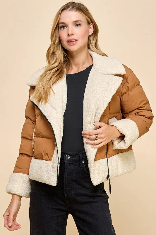 Sherpa Trim Padded Puffer Jacket