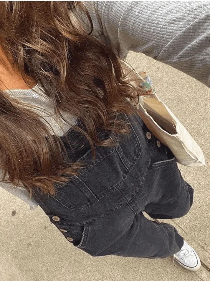 Washed Straight Leg Denim Overall
