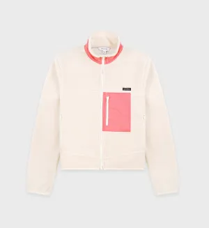 Zipped Sherpa Jacket - Cream/Dahlia