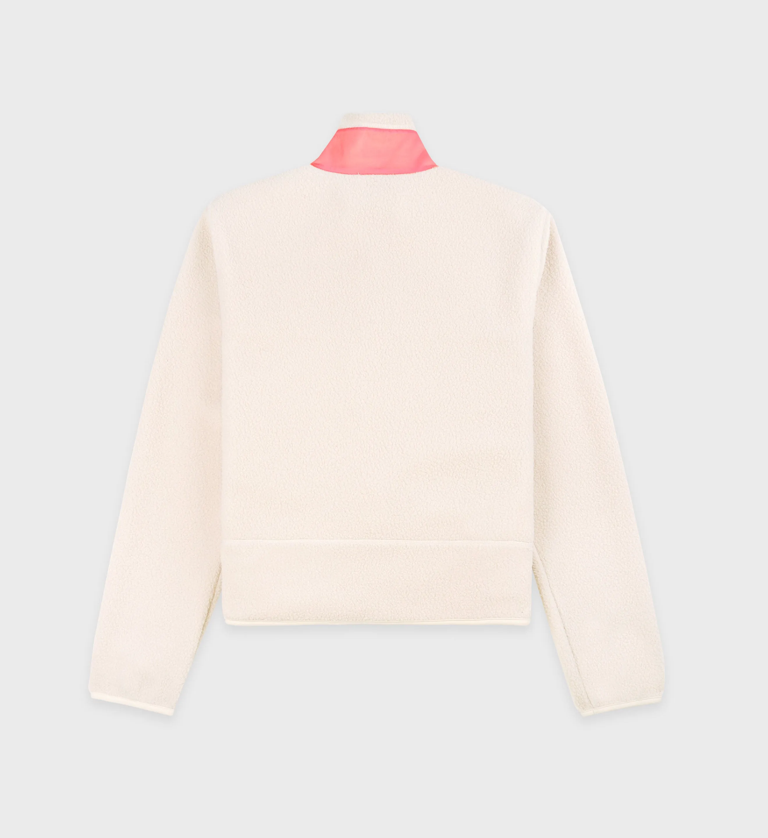 Zipped Sherpa Jacket - Cream/Dahlia