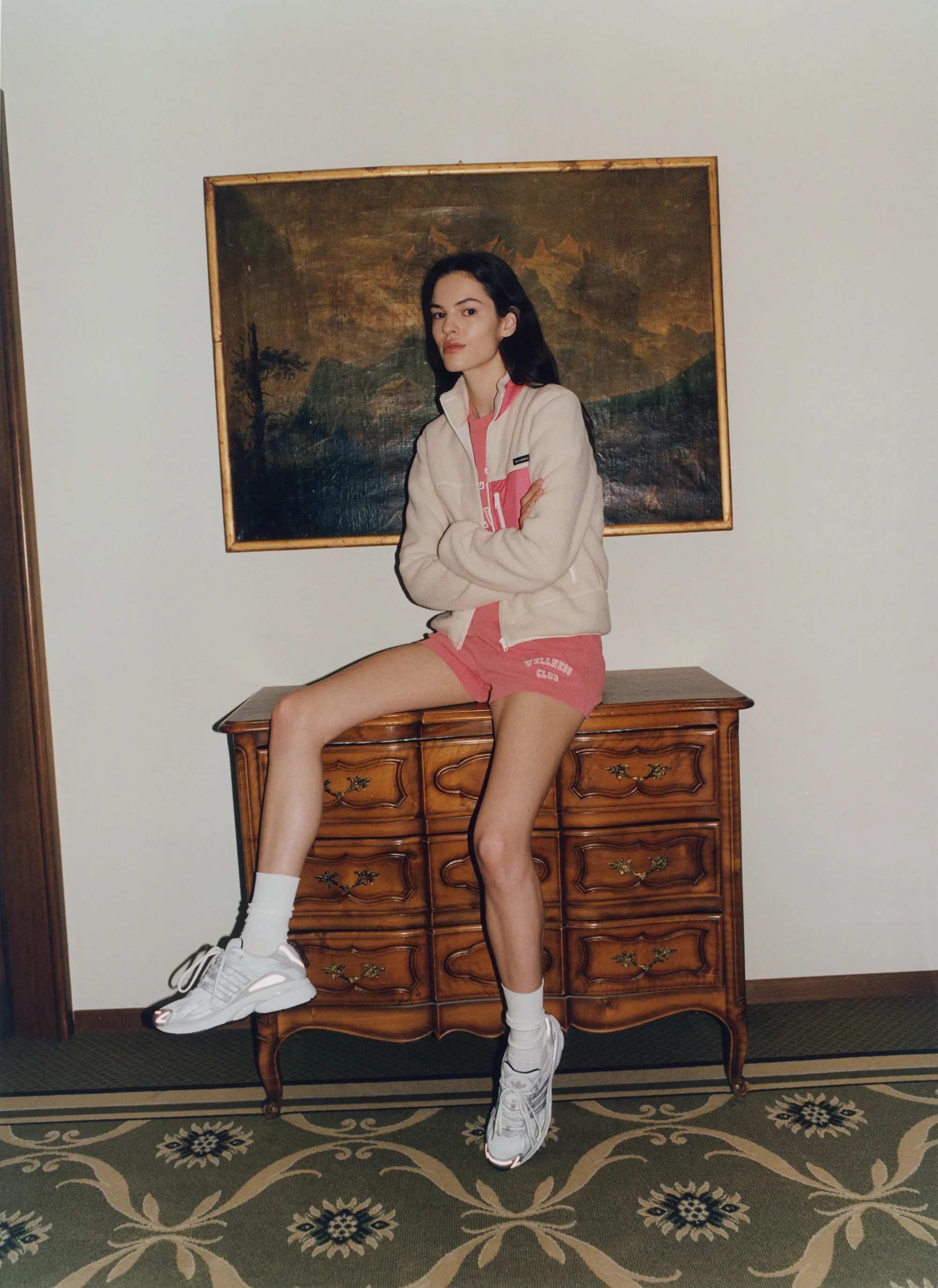 Zipped Sherpa Jacket - Cream/Dahlia
